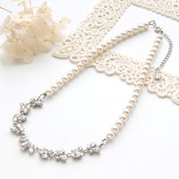 【KIWA BRIDAL】KBN-1 フラワービジュー&パール ネックレス