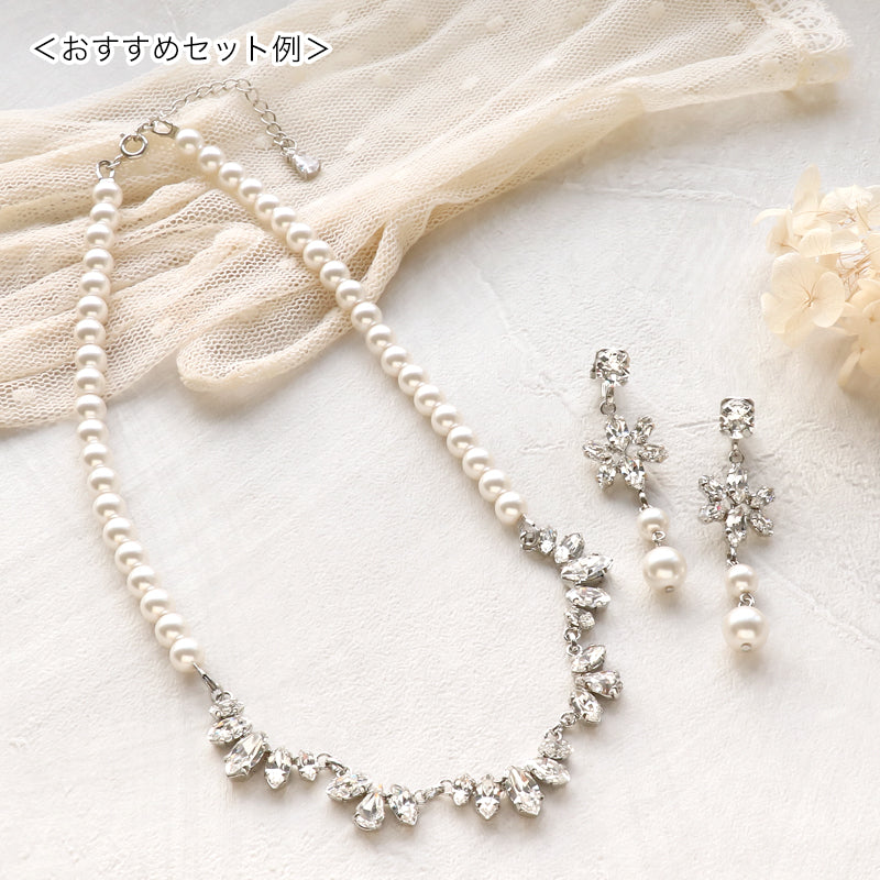 【KIWA BRIDAL】KBN-2 レースビジュー&パール ネックレス