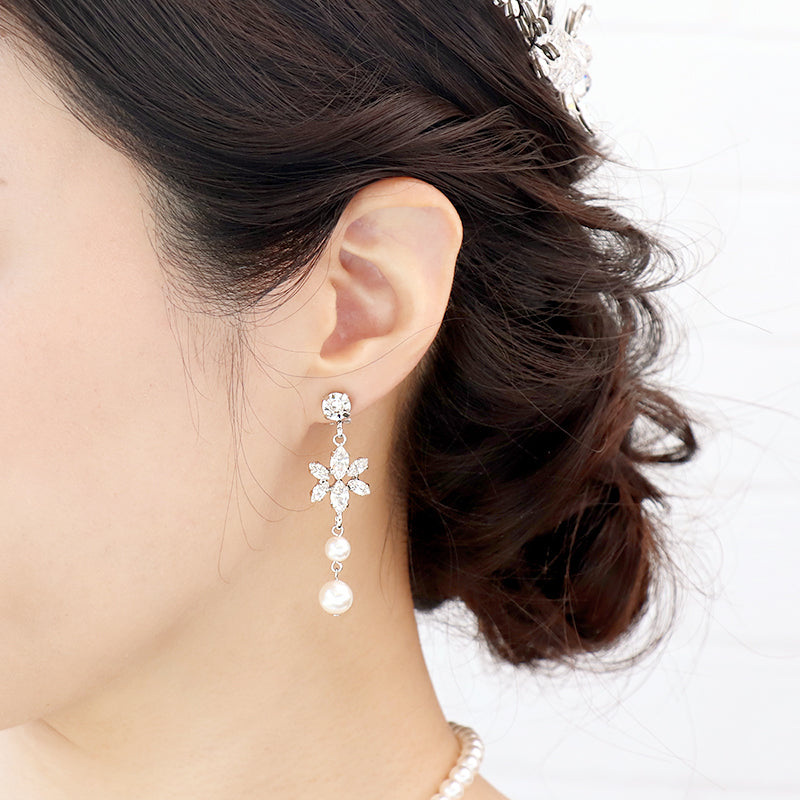 【KIWA BRIDAL】KBE-1 マーキスフラワー イヤーアクセサリー