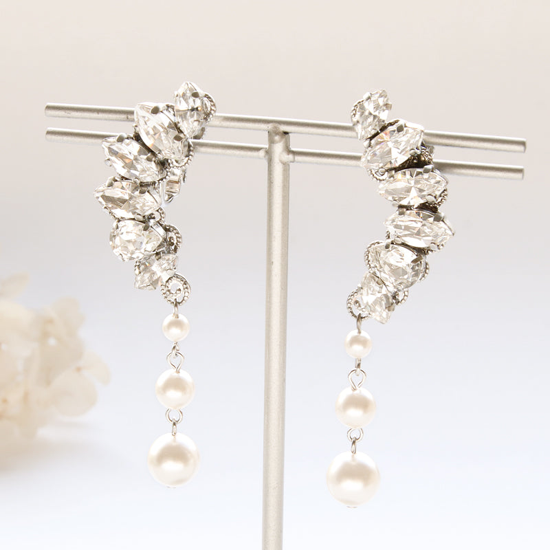 【KIWA BRIDAL】KBE-6 クリスタルムーン イヤーアクセサリー