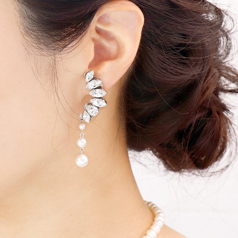 【KIWA BRIDAL】KBE-6 クリスタルムーン イヤーアクセサリー