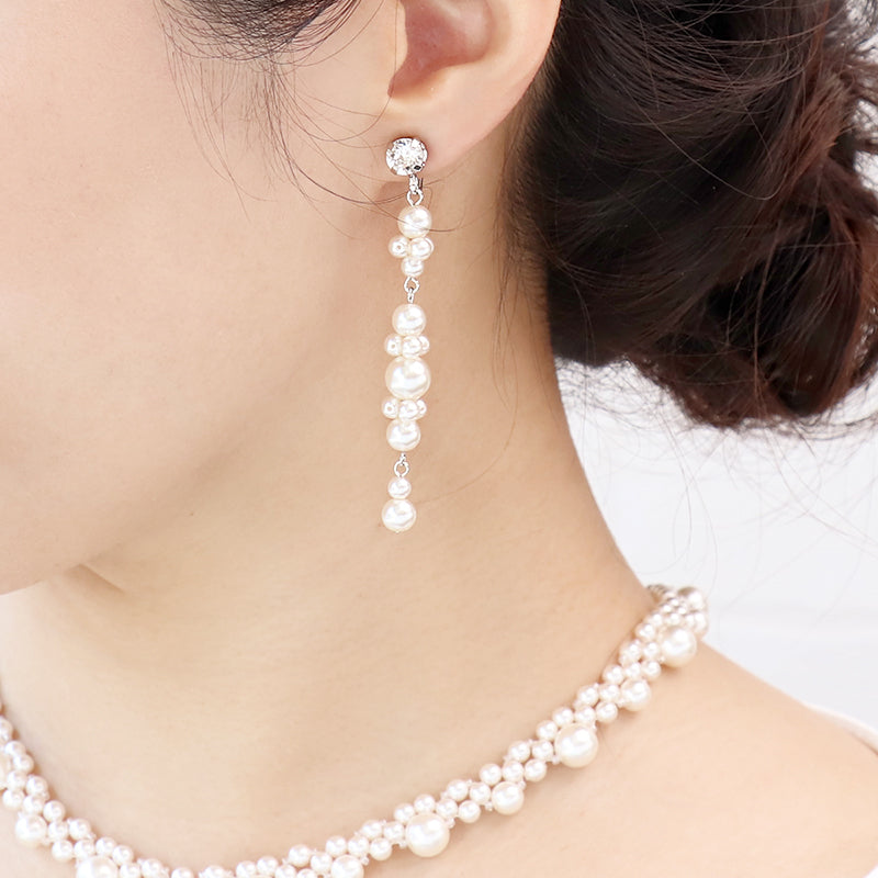 【KIWA BRIDAL】KBE-8 ラインパール イヤーアクセサリー