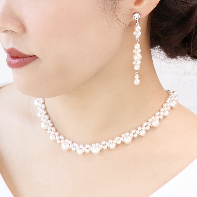 【KIWA BRIDAL】KBE-8 ラインパール イヤーアクセサリー