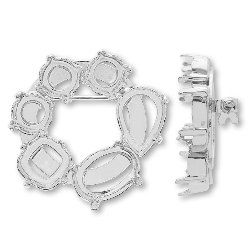 Broach empty frame circle No.6 Rhodium color