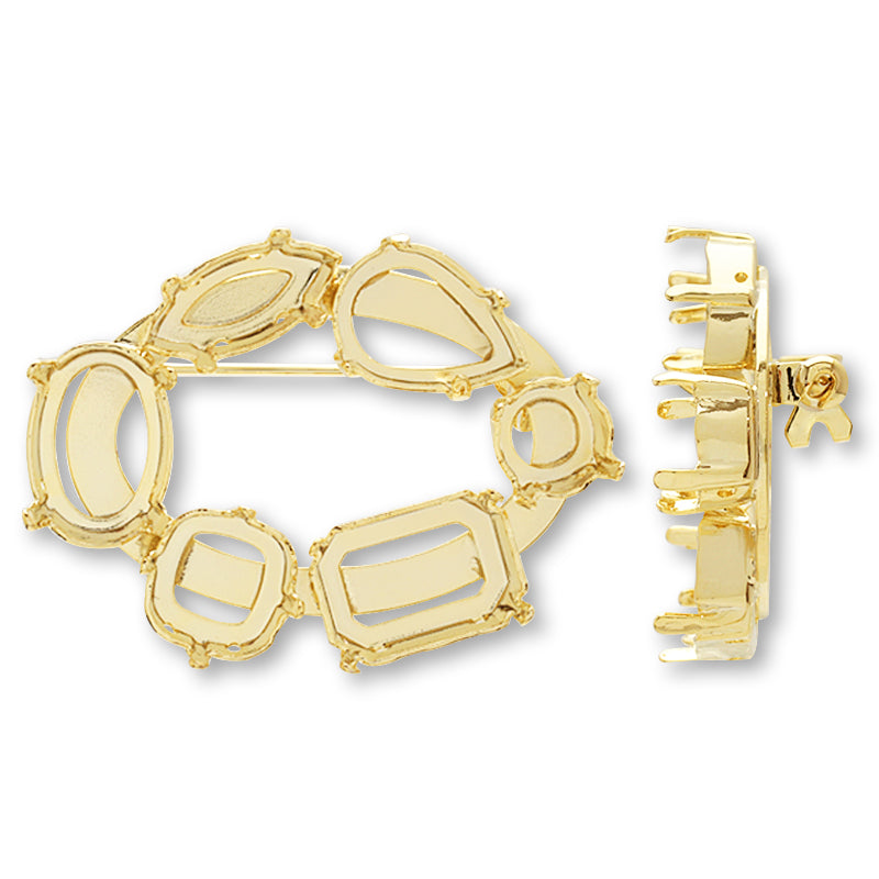 Broach empty frame oval circle No.1 gold