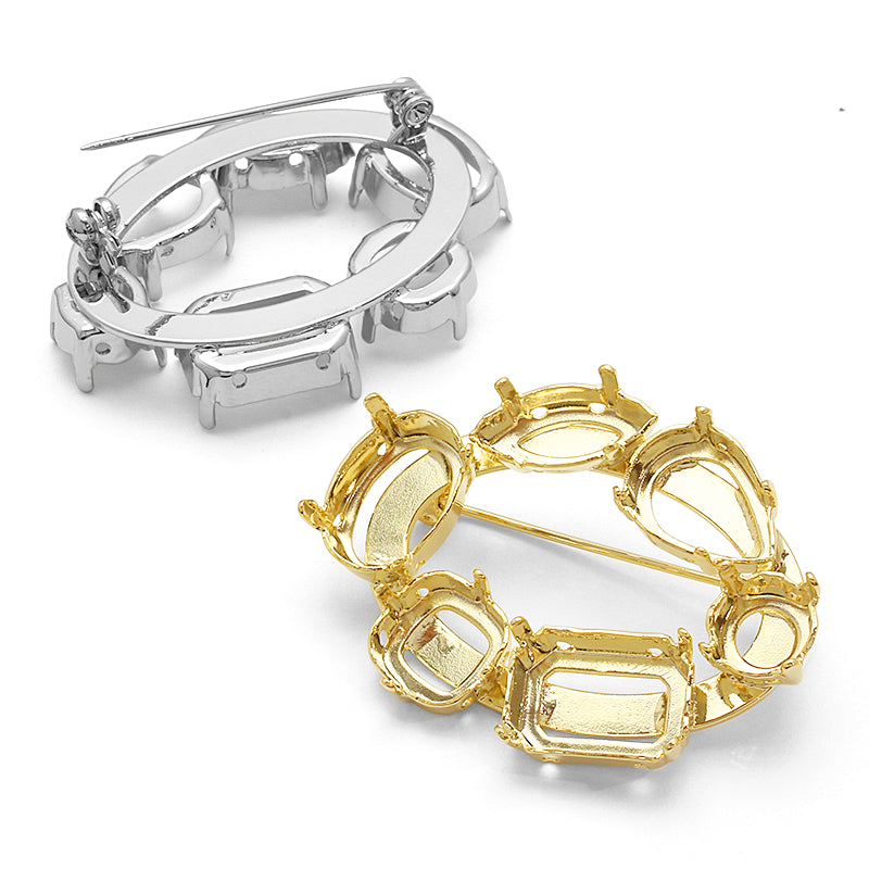 Broach empty frame oval circle No.1 rhodium color