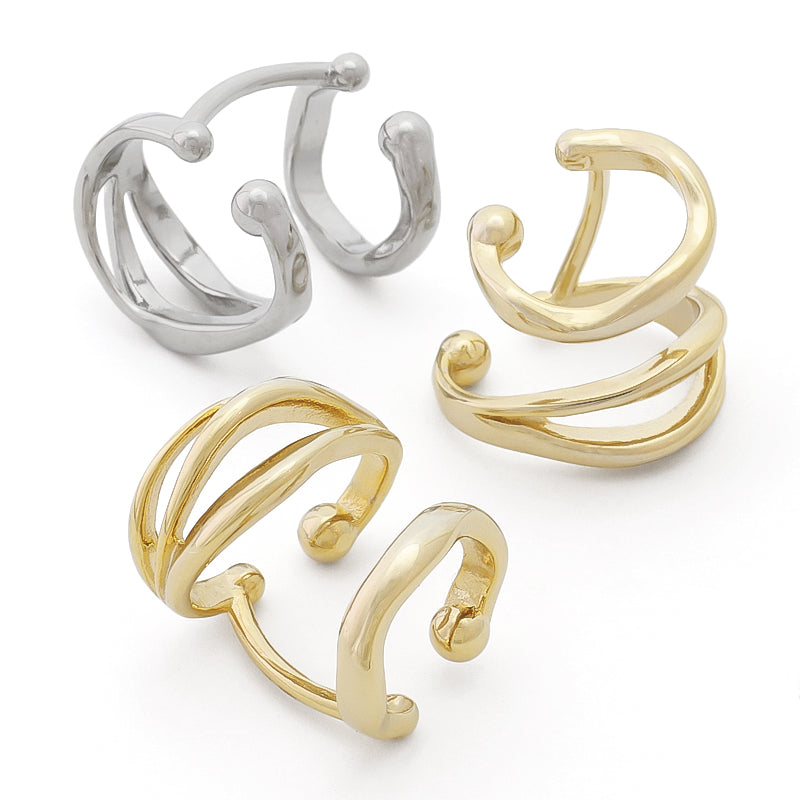 イヤーカフ ダブル 変形 ゴールド