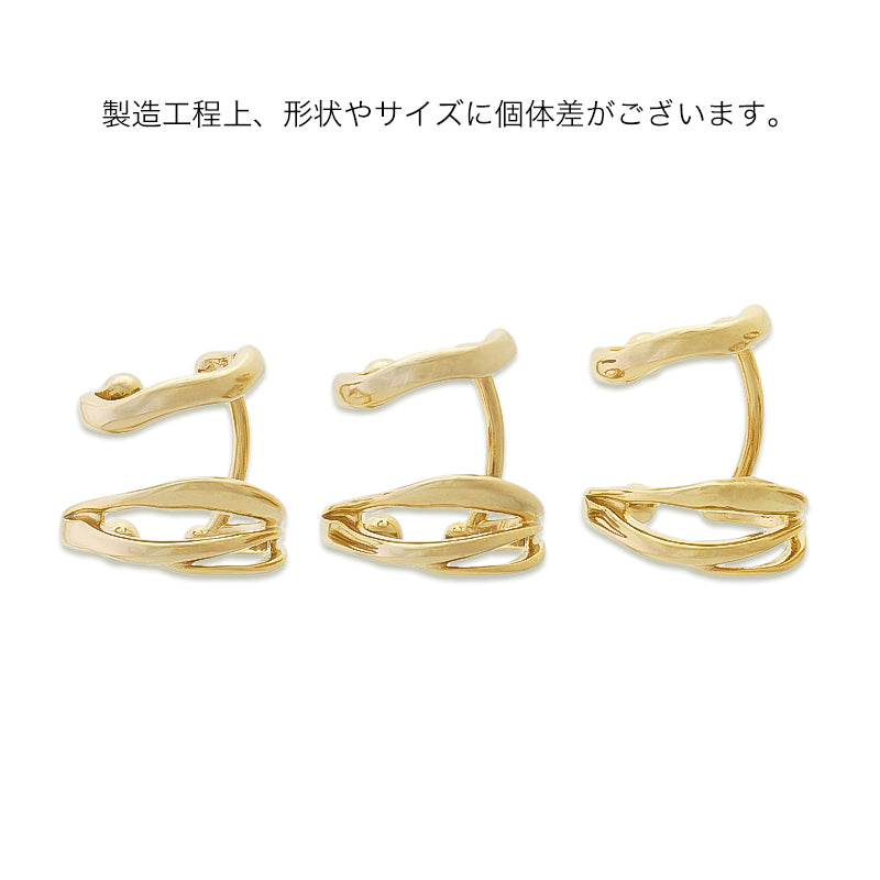 イヤーカフ ダブル 変形 ロジウムカラー