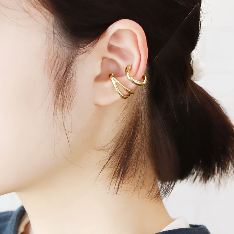 イヤーカフ ダブル 変形 ゴールド