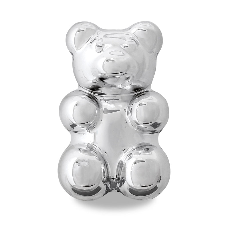 Acrylic bead bear 2 metallic silver