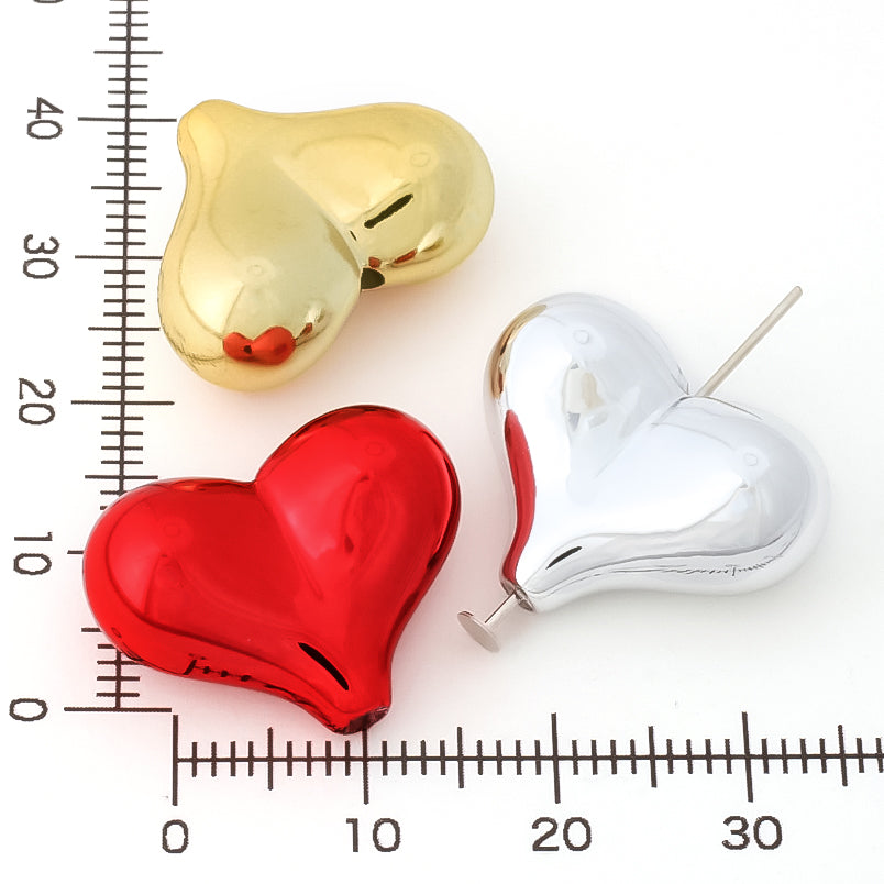 Acrylic Bead Heart Metallic Red