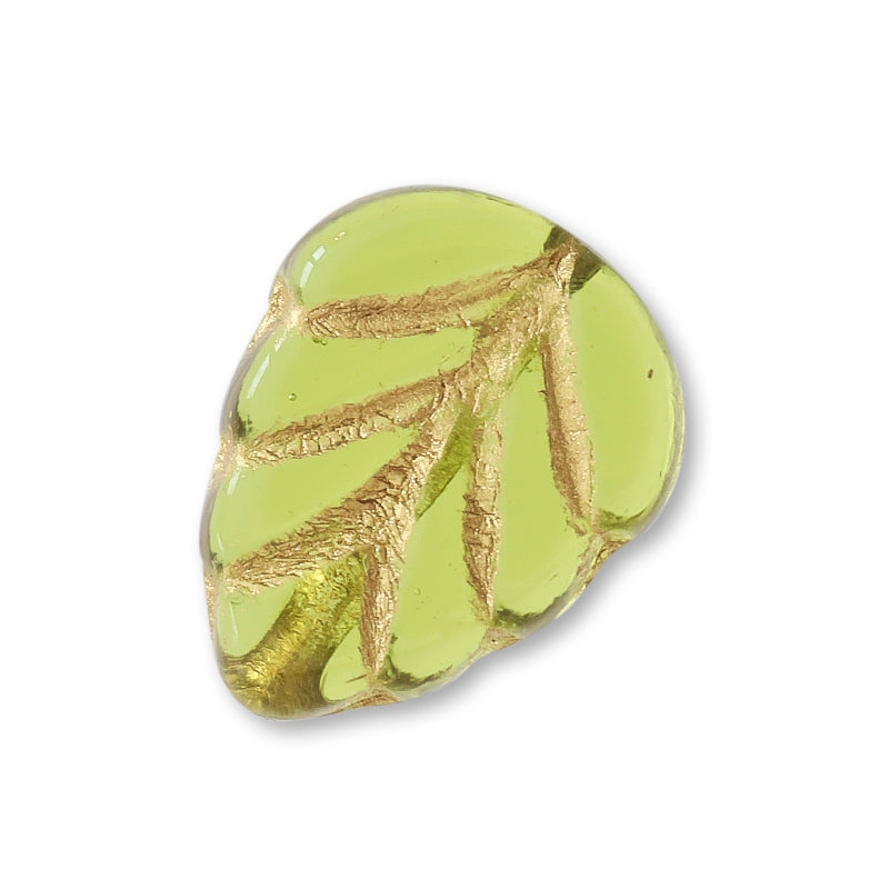 Czech leaf vertical hole olive/G