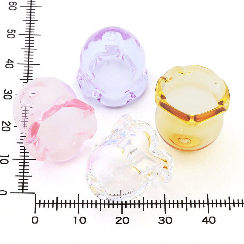 ガラスパーツ フラワーポット イエロー