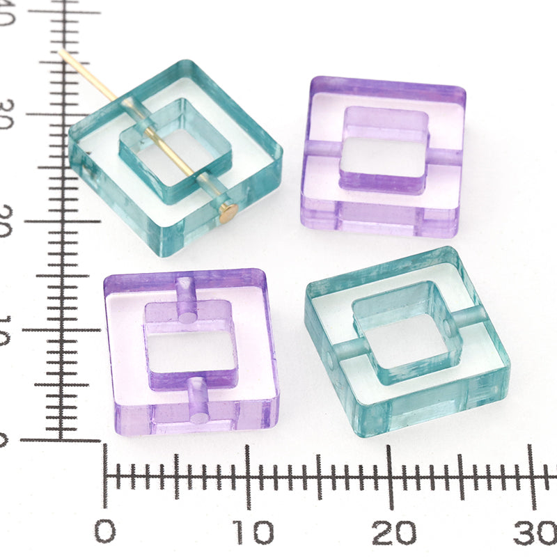 アクリル ドイツ製 チアフルスクエア クリスタル/エメラルド