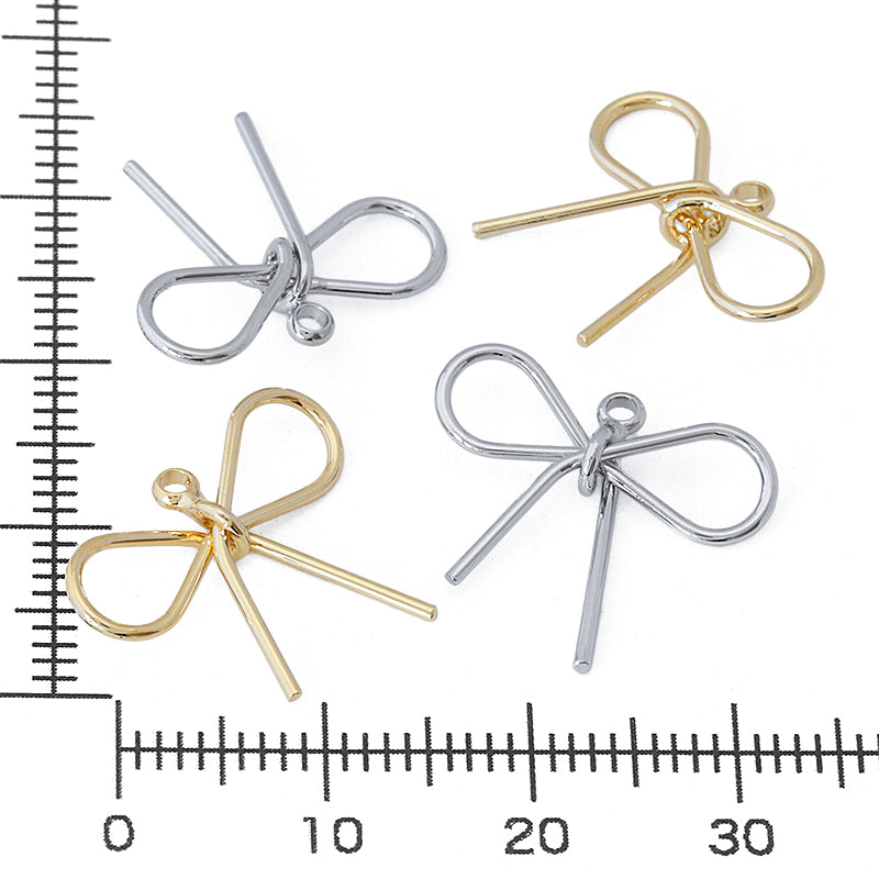 チャーム ワイヤーリボン ロジウムカラー