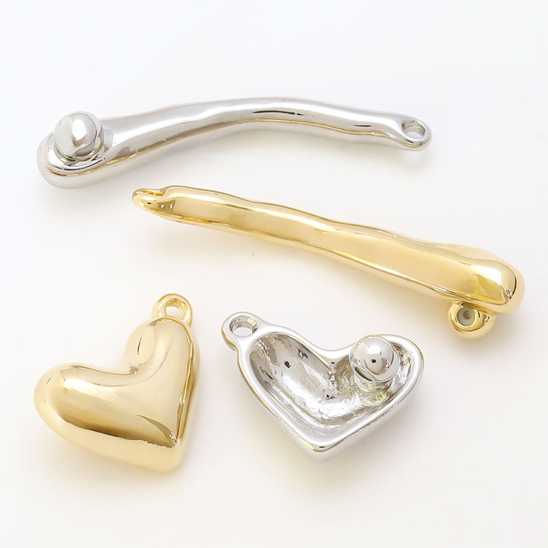 Parts with slide balls with heart -can rhodium color