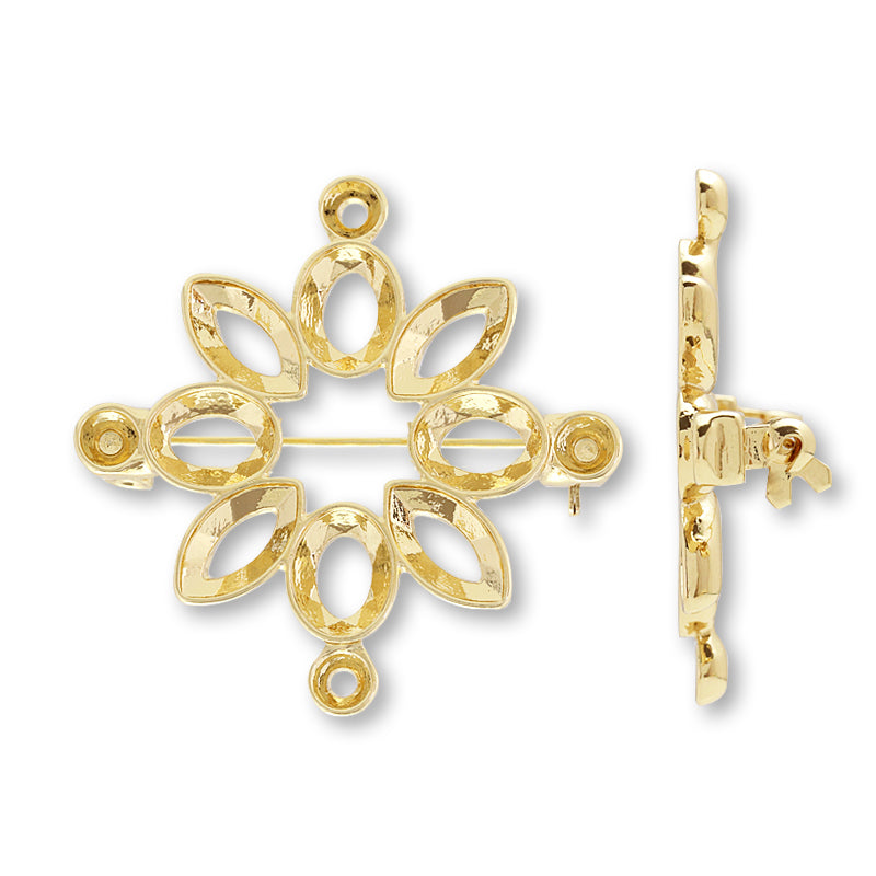 ブローチ空枠 フラワー ゴールド