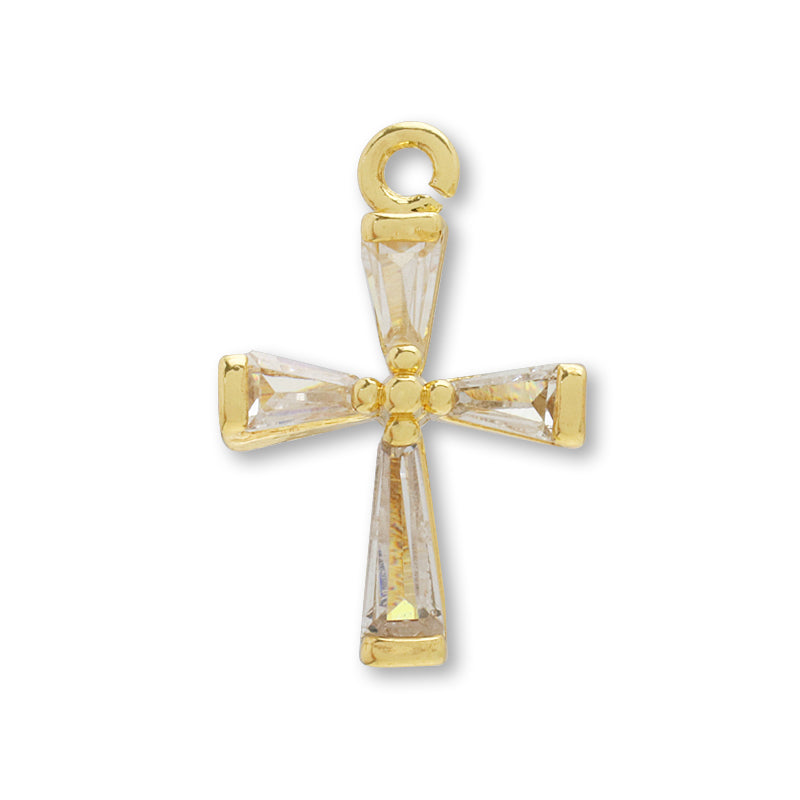Charm Cubic Zirconia Cross No.2 Gold