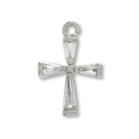 チャーム キュービックジルコニア クロス No.2 ロジウムカラー