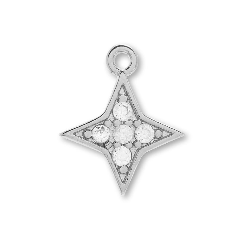 Charm Cubic Zirconia Sparkle Rodium Color