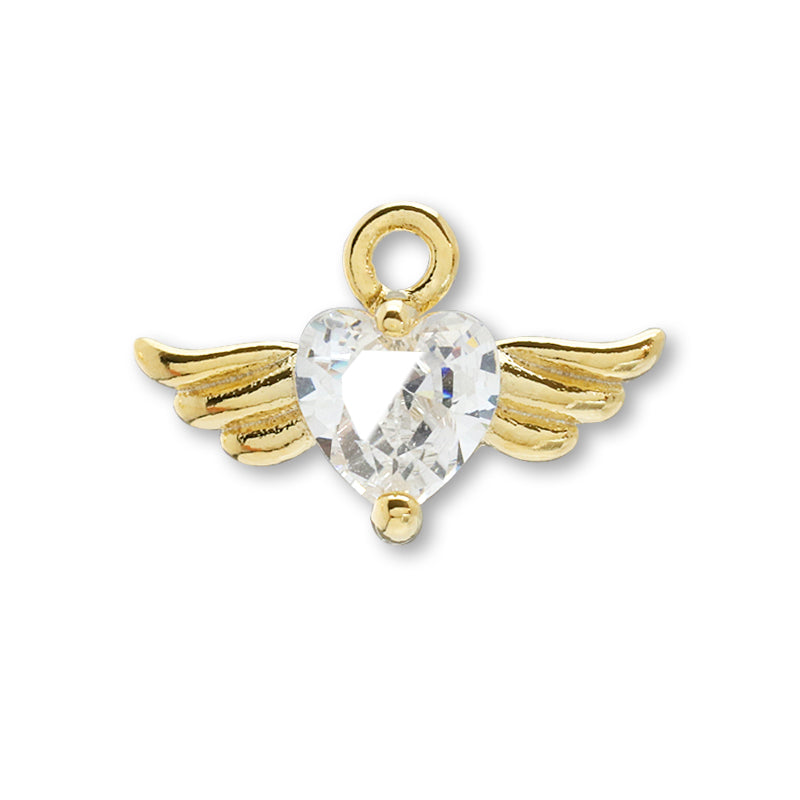 Charm Cubic Zirconia Angel Heart Gold