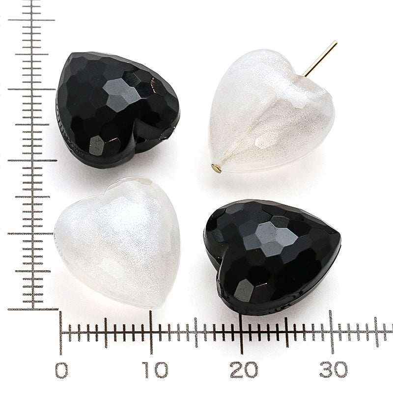 アクリル ドイツ製 ファセットハート2 クリスタルホワイトパール【アウトレット】