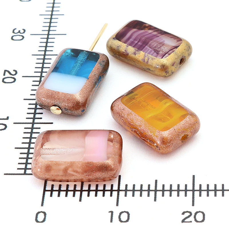 チェコ テーブルカット レクタングル ムーンローズBトラバーチン