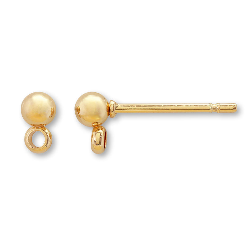 Stainless steel 316L earrings with round bead ring, gold (SUS316L)