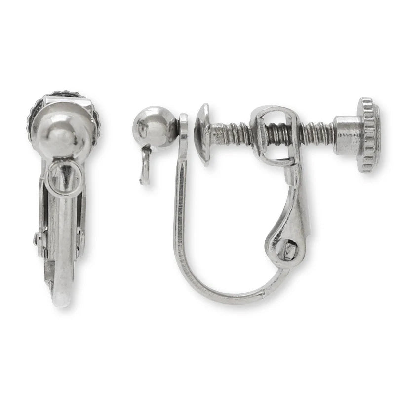 Stainless steel earring screw spring with round ball horizontal ring fabric (SUS304)