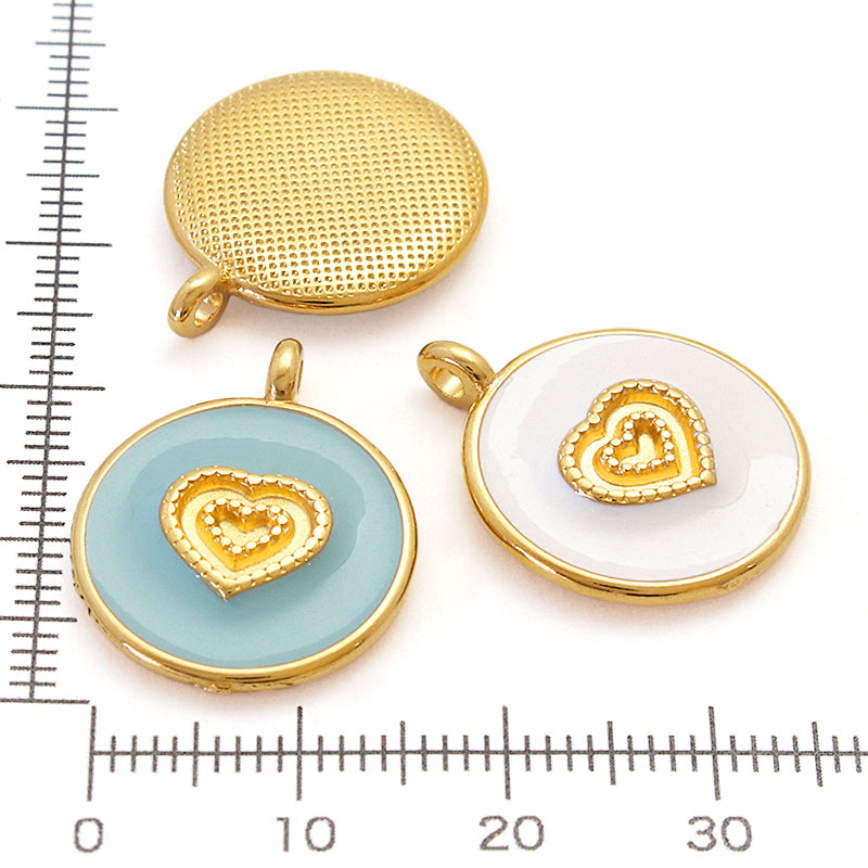 ギリシャチャーム ハート ラウンド ホワイト/G