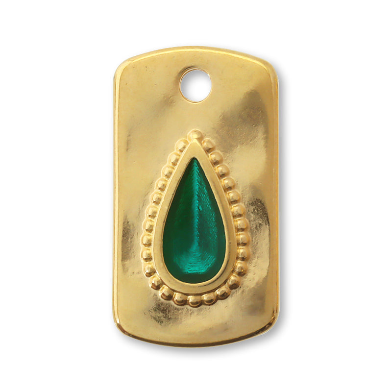 ギリシャパーツ ドロップレクタングル トップホール エメラルド/G