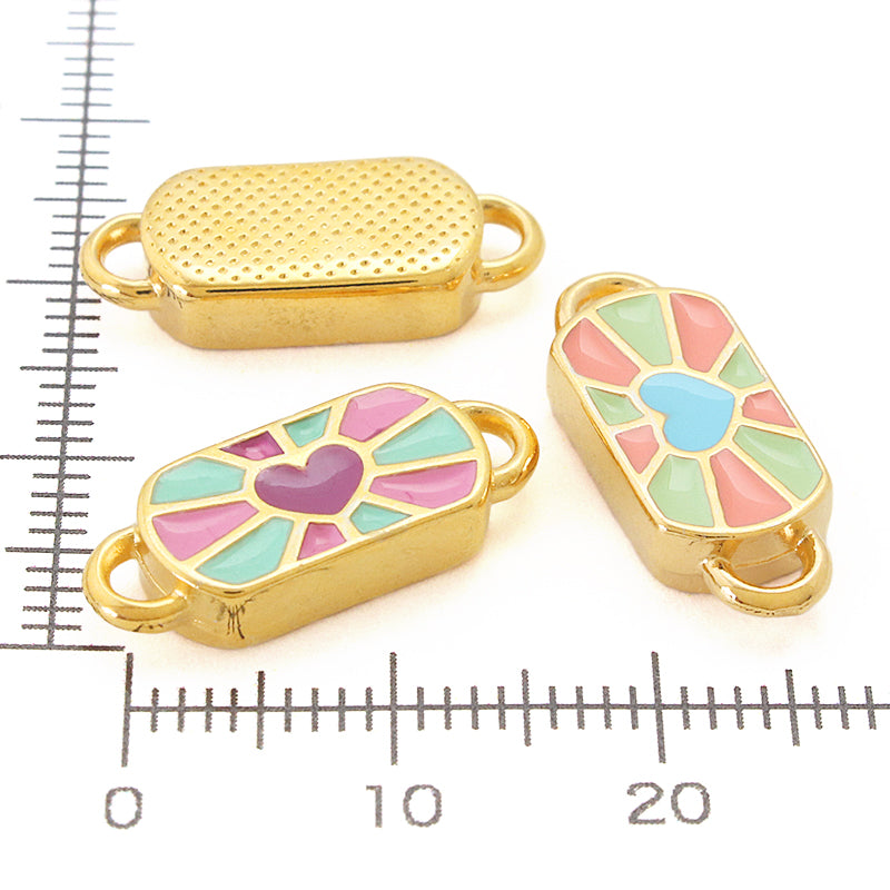 ギリシャパーツ ハート レクタングル 2カン ピンクマルチ/G