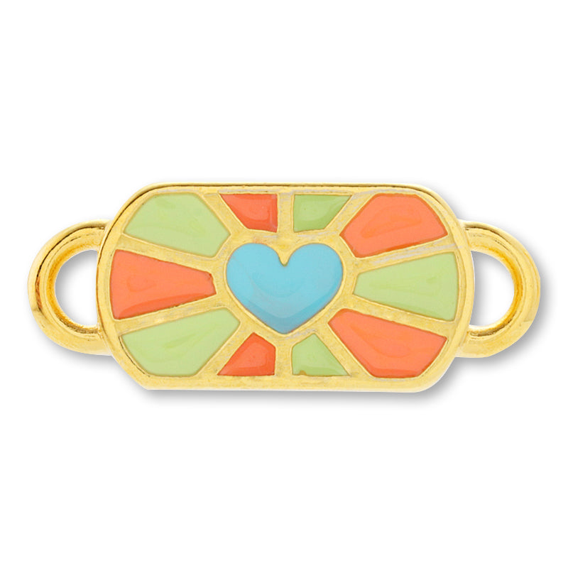 ギリシャパーツ ハート レクタングル 2カン オレンジマルチ/G