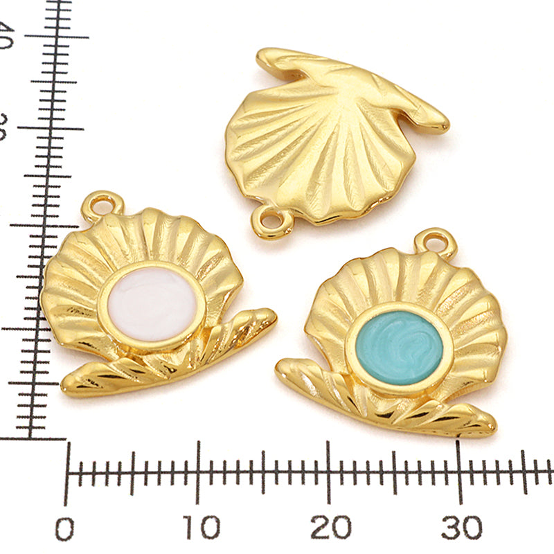 ギリシャチャーム シーシェル ホワイトマーブル/G