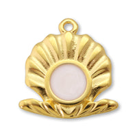 ギリシャチャーム シーシェル ホワイトマーブル/G