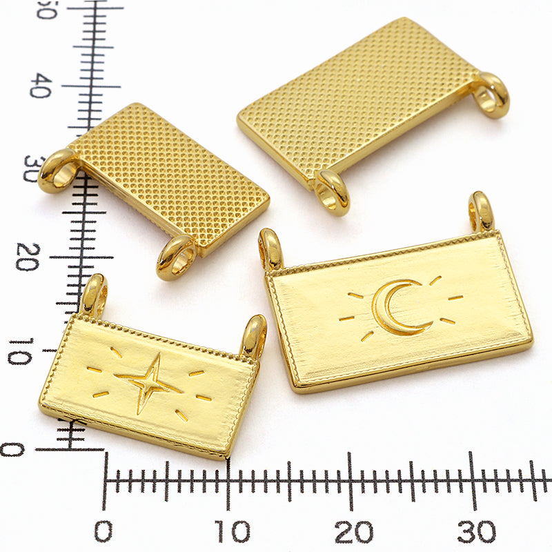 ギリシャパーツ スパークル レクタングル 上2カン ゴールド