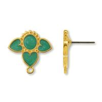 ギリシャピアス デザインハート 1カン グリーンマーブル/G