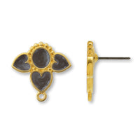 ギリシャピアス デザインハート 1カン ブラックマーブル/G