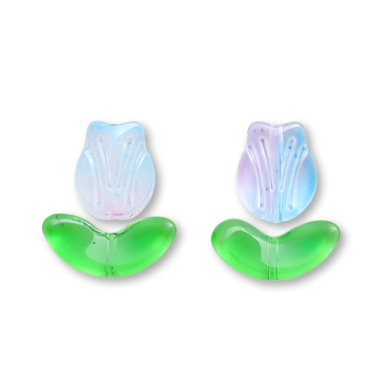 ガラスビーズ チューリップ ブルーミックス