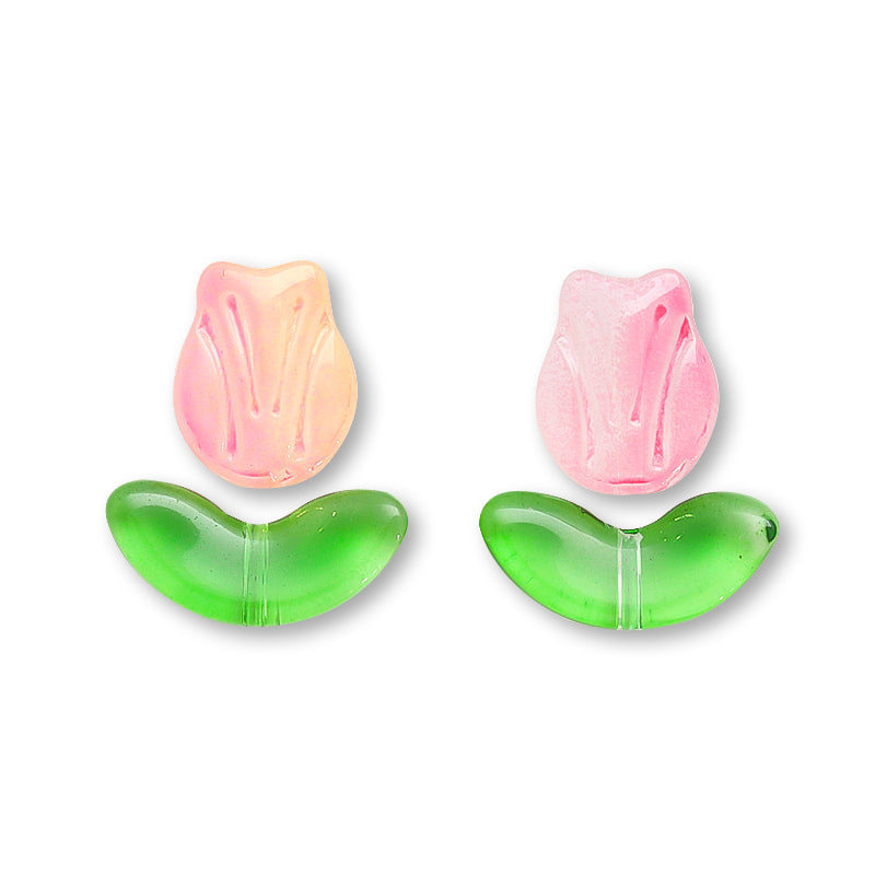 ガラスビーズ チューリップ ピンクミックス
