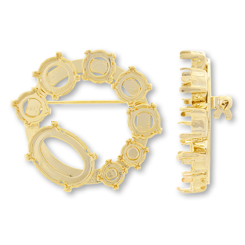Brooch empty frame Circle No. 7 Gold