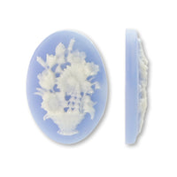 German cameo flower base light blue mat