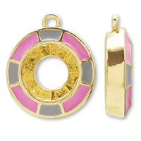 BezelCharm #1088 Epo 2 colors 1 ring pink/gray/G