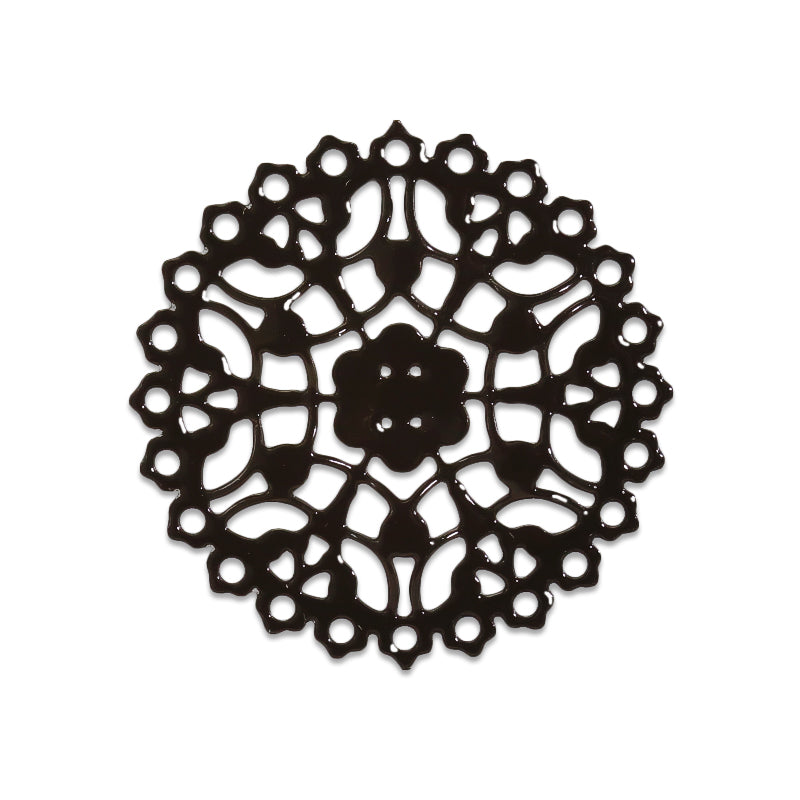 イタリア製フィリグリーパーツ 約22mm ブラック