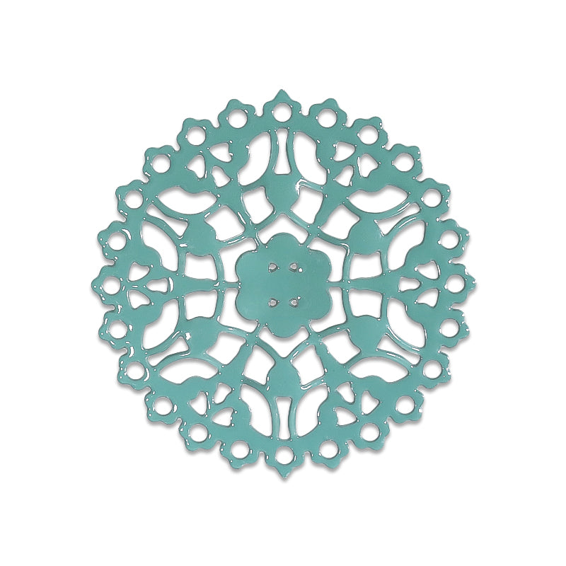 Italian filigree parts approx. 22mm emerald