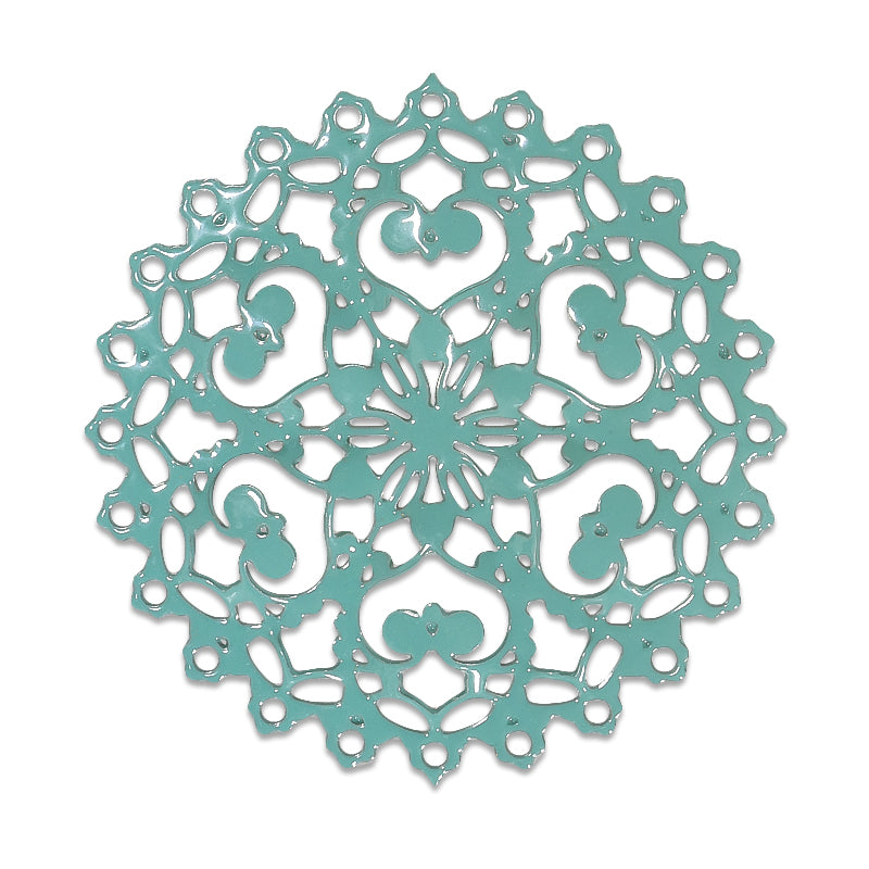 Italian filigree parts approx. 30mm emerald
