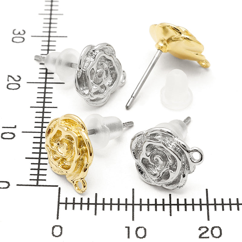 ステンレスピアス ローズ 1カン付 ゴールド