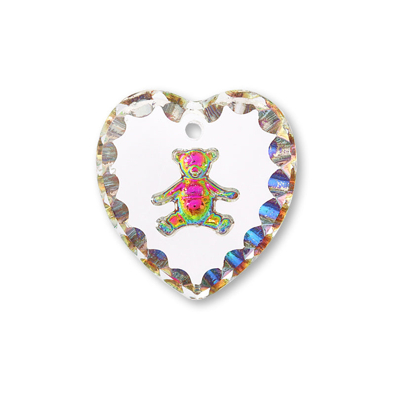 ドイツ製ガラス ハート テディベア ヘリオレッド