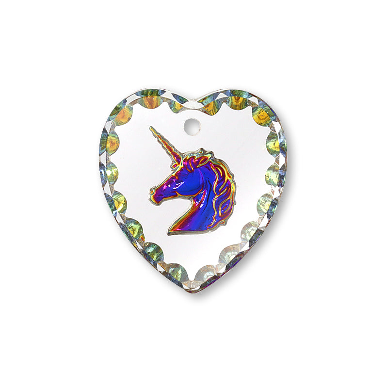 ドイツ製ガラス ハート ユニコーン ヘリオブルー