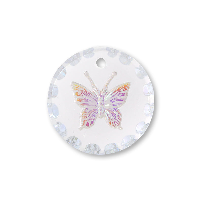 ドイツ製ガラス ラウンド バタフライ クリスタルAB